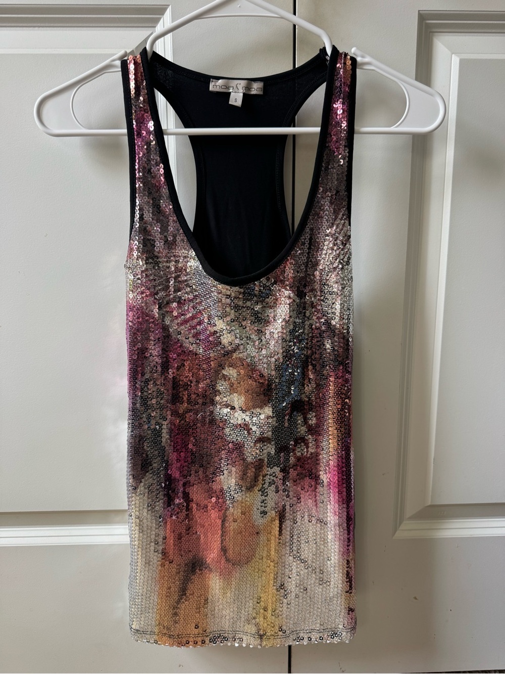 Y2K Vintage Moa Moa Sequin Pattern Scoop Neck Tank Top Pulllover Ombré Small
